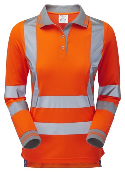 Picture of PULSAR® Rail Spec Ladies Long Sleeve Polo Shirt-Orange