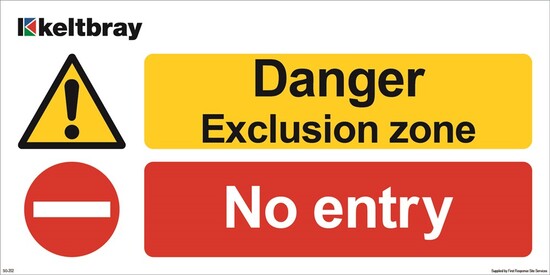 Picture of Danger Exlusion Zone, No Entry (Yellow/Red) 600mm X 300mm