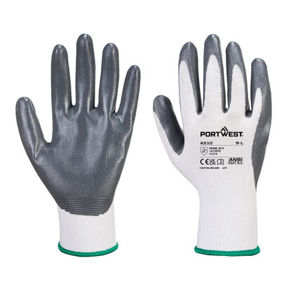 Portwest A310 - Flexo Grip Nitrile Glove Grey/White