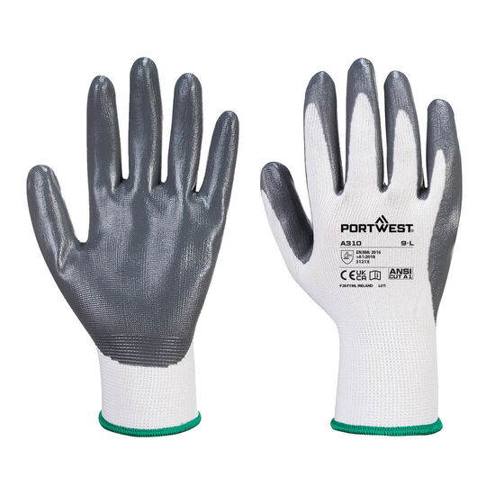 Picture of Portwest A310 - Flexo Grip Nitrile Glove Grey/White