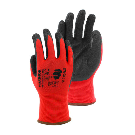 Picture of Warrior DWGL015 Black 13G Polyester Liner Latex Glove