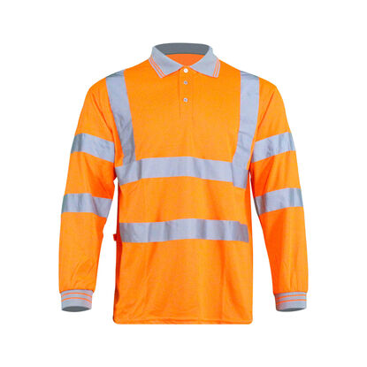 Show details for Hi Viz Polo Shirt - Long Sleeve - Orange - Warrior